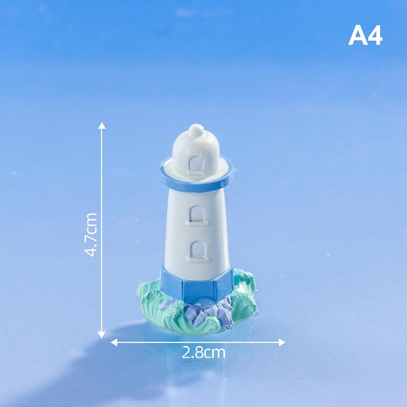 Mini Ocean Figurine Doll Garden Decor Ornament Kid Toy Miniature Landscape Ornaments Lighthouse Statue Resin Craft