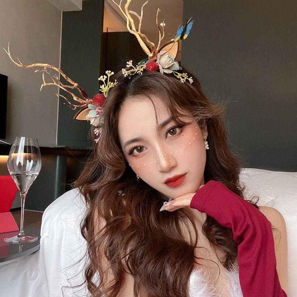 Аксессуары для волос в корейском стиле Женские украшения для волос Ободок с оленьими ушками Светящийся ободок Ушки феи-оленя