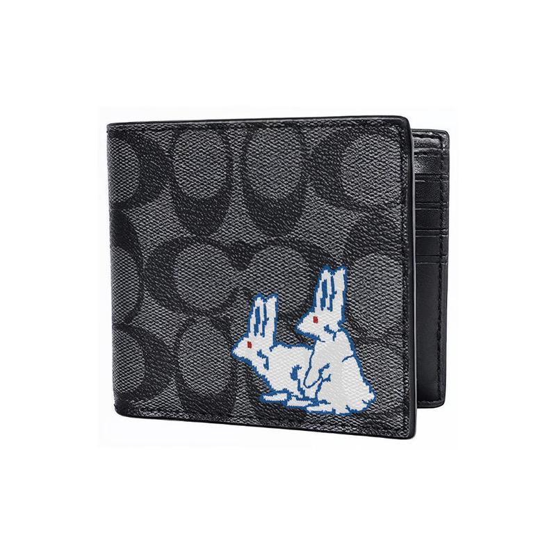 Coach [Индивидуальная сумка] Кошелек 3 В 1 Из Магнолии с Рельефной Печатью Короткий Кошелек Три в Одном Кошелек Того же Стиля для Мужчин и Женщин Пар Кофе