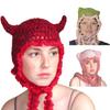 Halloween Beanie Knit Beanie Hat Unique Cat Ear Horn Hat Head Covering Party Holiday Warm Hat for Women