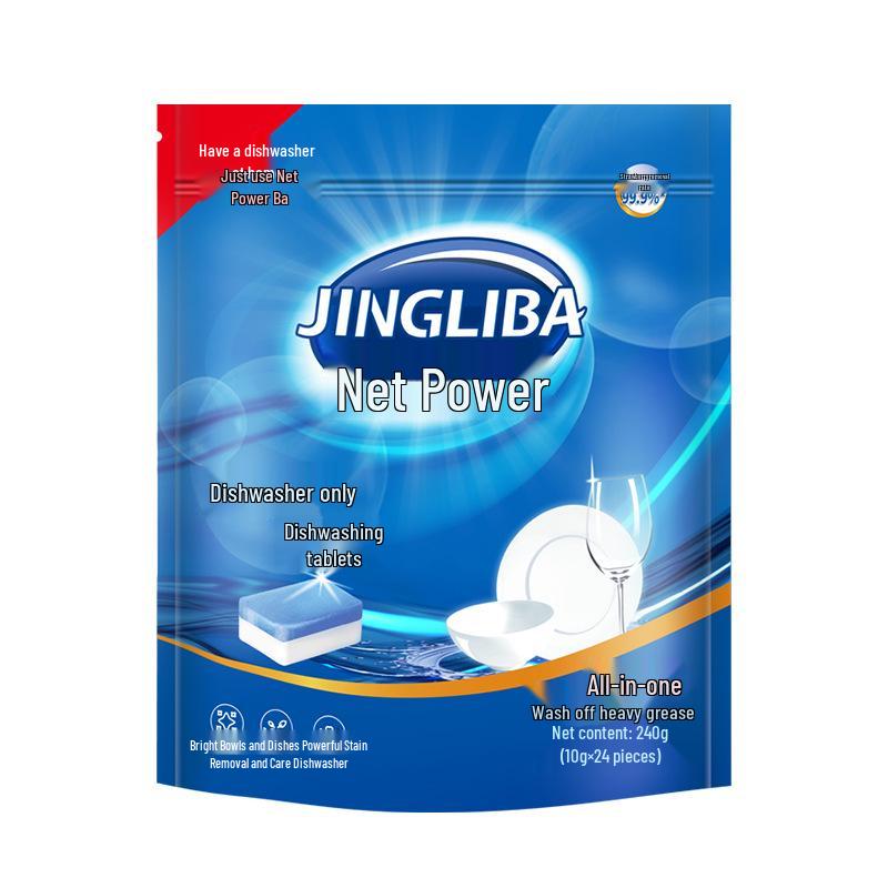 Jingliba 3-in-1 Dishwasher Tablets: Stain Remover, Oil Remover, Dish Brightener.
