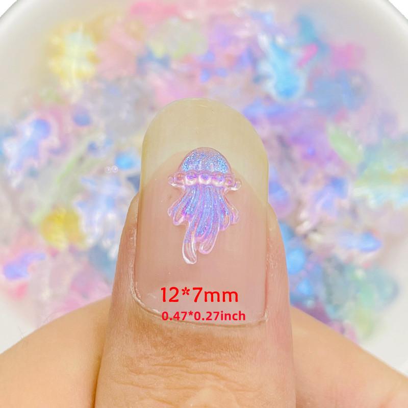 50 шт., мини-милый мультфильм, блестящая смола в виде морской медузы — идеально подходит для маникюрных украшений своими руками!