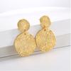 Retro Mottled Patterned Round Dangle Earrings for Women Ladies Temperament Elegant Gold Silver Color Stud Earrings Jewelry Gift