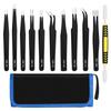 11 Pieces of Precision ESD Advanced Process Tweezers Kit, Anti-static Stainless Steel, with Tweezers Storage Bag, DIY Tools