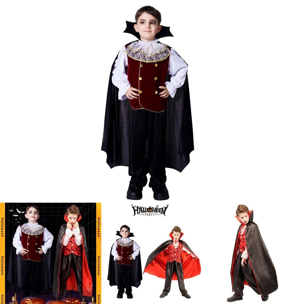 Halloween Cosplay Costume Outfit For Kids Boys Royal Vampire Dracula