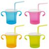 Agafra Straw Cup 180ml, Pink, Orange, Blue, Green, 4 Pcs.