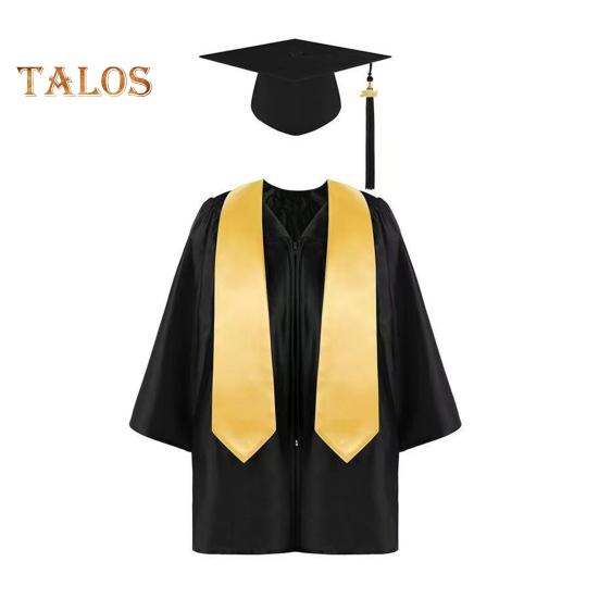 3 шт./комплект, детская выпускная форма для детского сада с кисточкой, шапочкой и шалью, V-образным вырезом, длиной до икры, длинными рукавами, застежкой-молнией, начальный выпускной халат