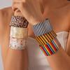 Geometric Open Wide Bracelet Leopard Print Smudged Hand Ring Cute Striped Acrylic Bangle  Women