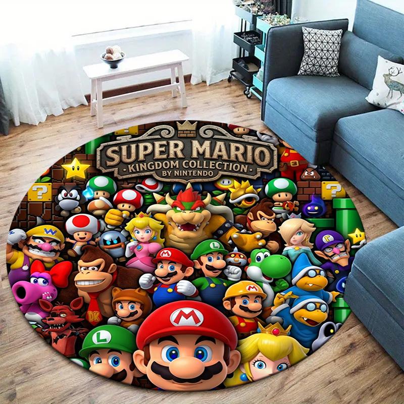 Super Mario Round Area Rug Carpet Rug For Living Room Bedroom Sofa Playroom Decor Nonslip Floor Mat