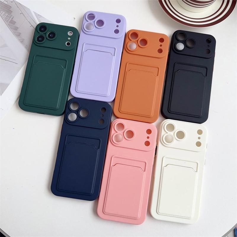 Кошелек с отделениями для карт, чехол для телефона For iPhone 17 Air 11 12 13 14 15 Plus 16 17 Pro Max, противоударный, мягкий, матовый, силиконовая задняя крышка