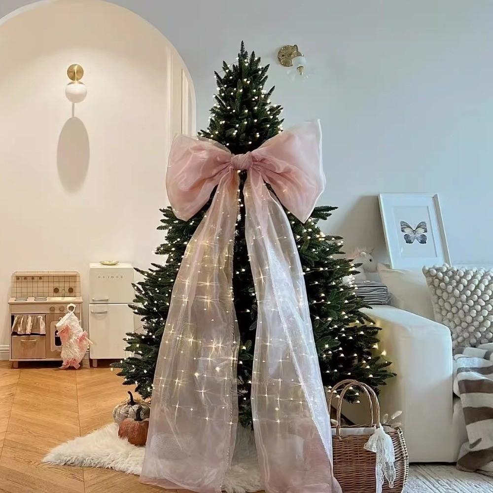 Organza Material Hanging Pendant 50*200cm Christmas Tree Decor Giant Xmas Bow  Outdoor Decor
