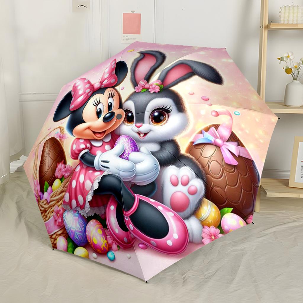Mickey And Minnie's Harvest Celebration Outdoor Automatic Umbrella Folding Umbrella with 8 Ribs Compact Design for Outdoor Daily Use