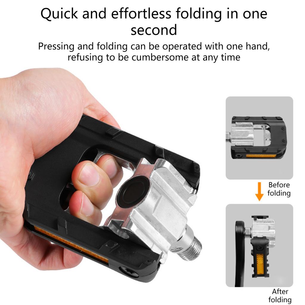 Folding Bike Pedals Non-Slip Mountain Bike Pedals with Reflective Strips Aluminum Alloy Wide Flat Cycling Pedals