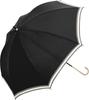 Nakatani Parasol Long Suitable for Sun and UV UPF Heat Light 50cm Women's Umbrella, Hand-Opened, Rain, Protection, Grosgrain, Two-Tone, Black, 50,