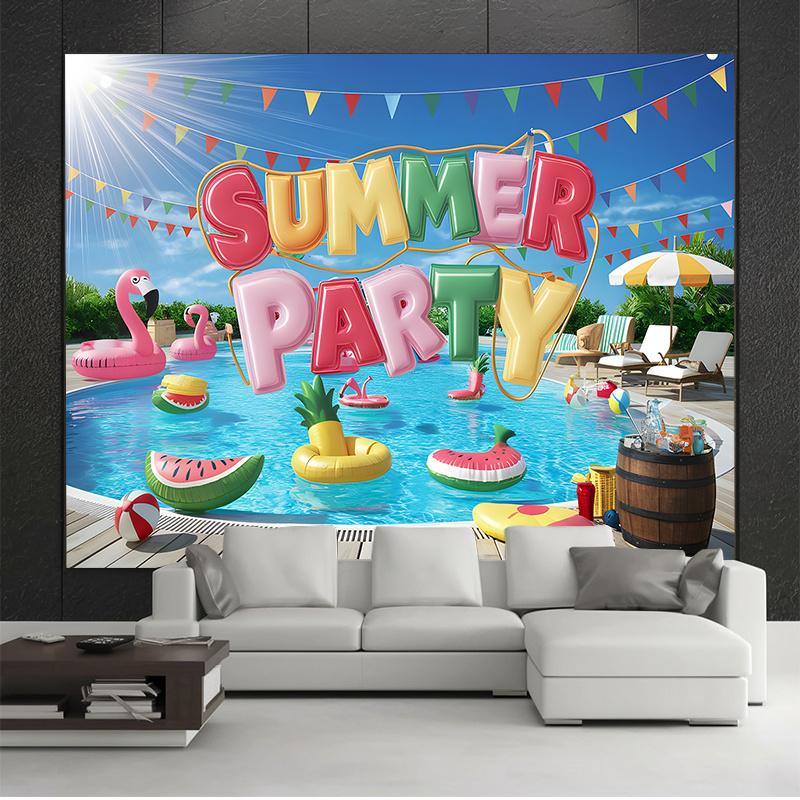 2D floor plan 1 summer party backdrop decoration photography props home decor room decor wall decor