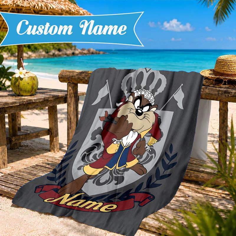 Custom Name Troublemaker Taz Devil Beach Towel Microfiber Beach Towel, Lightweight and Quick-Dry, for Summer Travel, Swimming Pool Gift