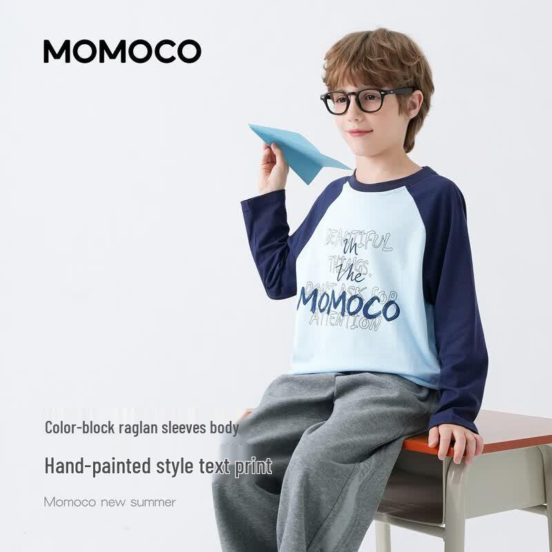 Синяя футболка с длинным рукавом для мальчиков MOMOCO