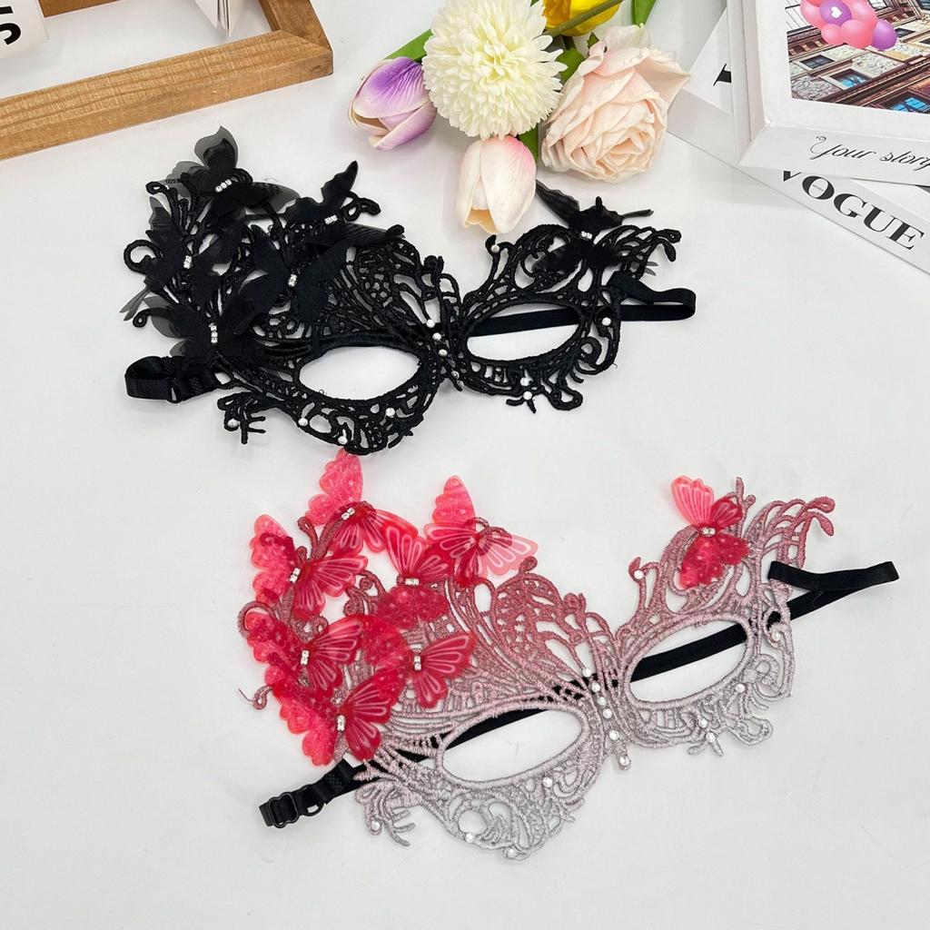 Rhinestone Masquerade Mask Breathable Butterfly Masquerade Mask Lace Half Face Mask Gradient For Theme Party Cosplay Wedding