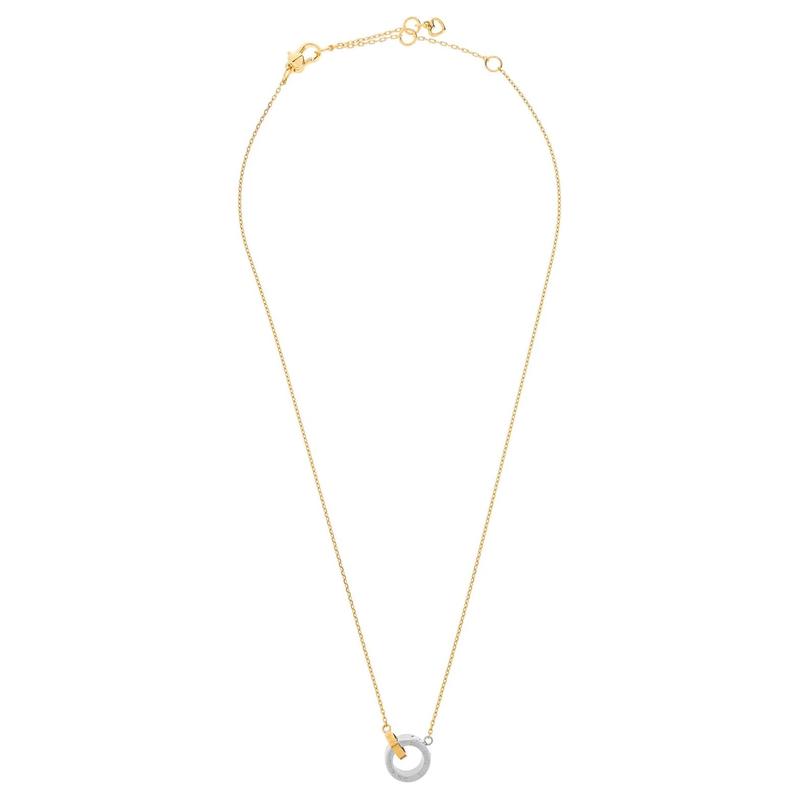 Kate Spade Logo Design Glass Stainless Steel Necklace Women's Gold KK4100CLEARTWOTONE