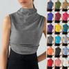 Women's Solid Color Semi-high-neck Sleeveless Vest Pleated  Top T-shirt