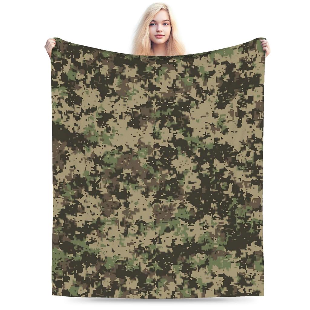 Super Warm Blanket Kids Camping Green And Brown Camo Bedding Throws Flannel Bedspread For Home Decor Graphic Sofa Bed Cover