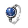 Винтажное кольцо из стерлингового серебра S с натуральным лунным камнем, овальное 8*10 мм, простое кольцо с черными завитками, подарки для вечеринок, изысканные украшения для женщин и мужчин