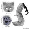 Handmade Fox Costume Set: Faux Fur Mask Gloves Tail Halloween Cosplay Party Dress Up