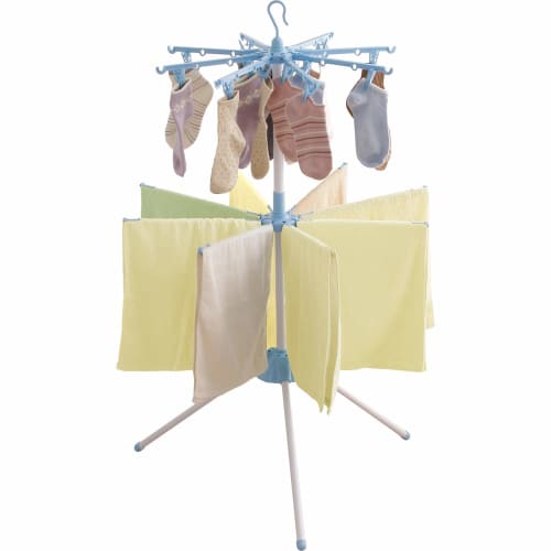 IRIS OHYAMA Parasol Clothes Dryer with Hanging Clothesline, 2 Tiers, Blue, WSP132R