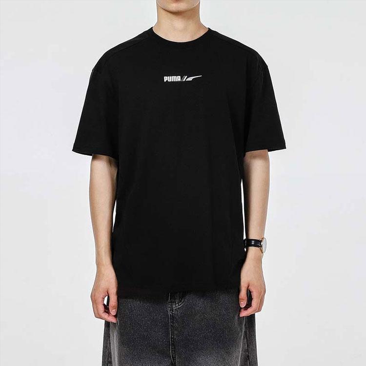 PUMA Advanced Printing Round Neck Sports Short Sleeve Black Men's 846577-01