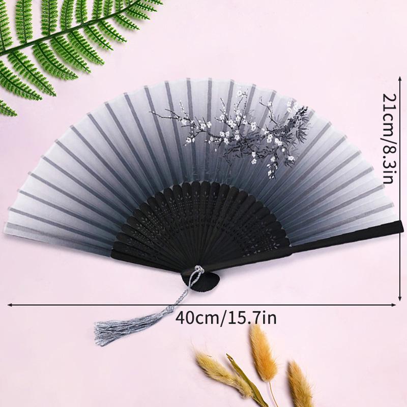 Vintage Silk Folding Hand Fan Chinese Japanese Bamboo Fans Craft Gifts Women Dance Performance Props Home Decoration Ornaments