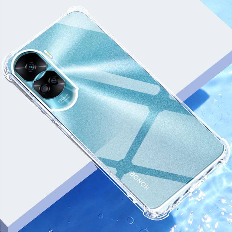 Противоударный прозрачный чехол для Honor 90 Lite CRT-NX1 Мягкие силиконовые прозрачные задние крышки для телефона Honor 90Lite Защитная камера