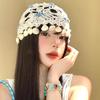 Spring and summer hand-woven hollow bald hat women's crochet ethnic style fringed pullover hat bohemian style knitted