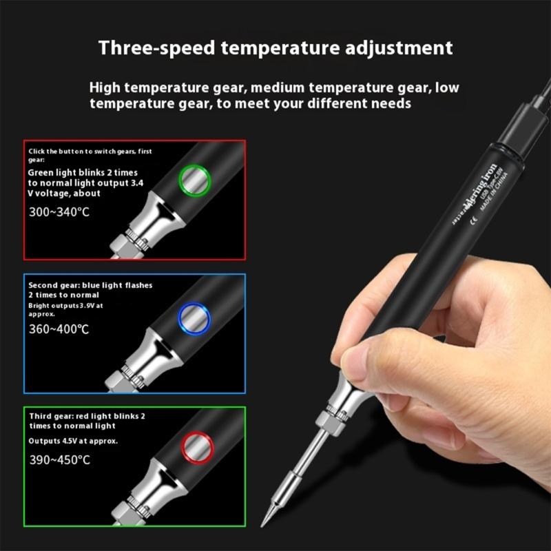 Мини сварочный аппарат Паяльник для проволоки Для ремонта электроники Регулируемая температура Наконечник Легкий Алюминиевый