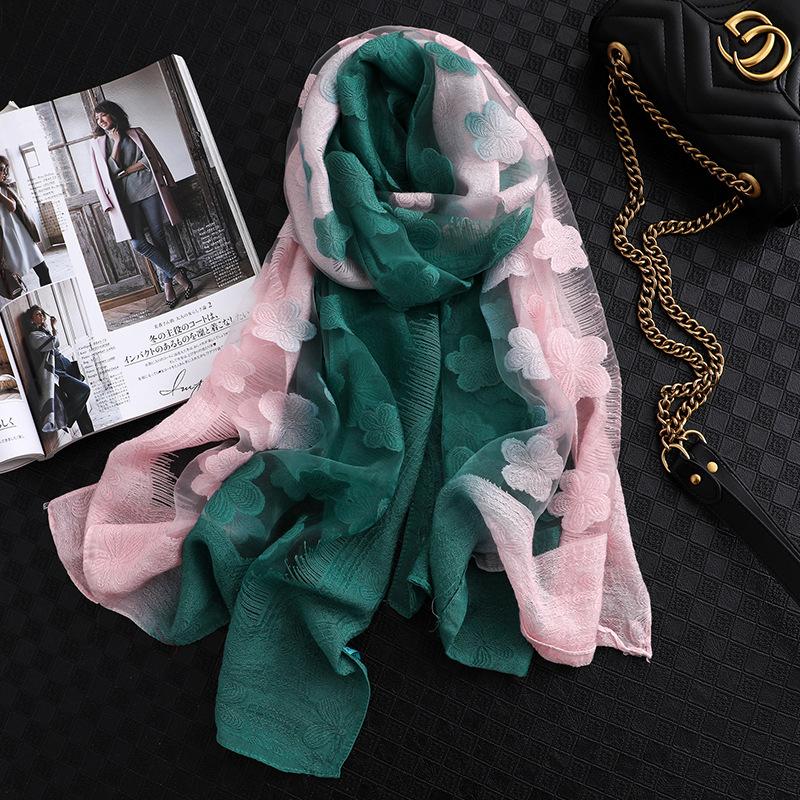 НОВАЯ мода для женщин срезанные цветы ажурные кружевные градиентные цветы шелковый шарф весенние шали и накидки полотенце Femme Beach Sjaals