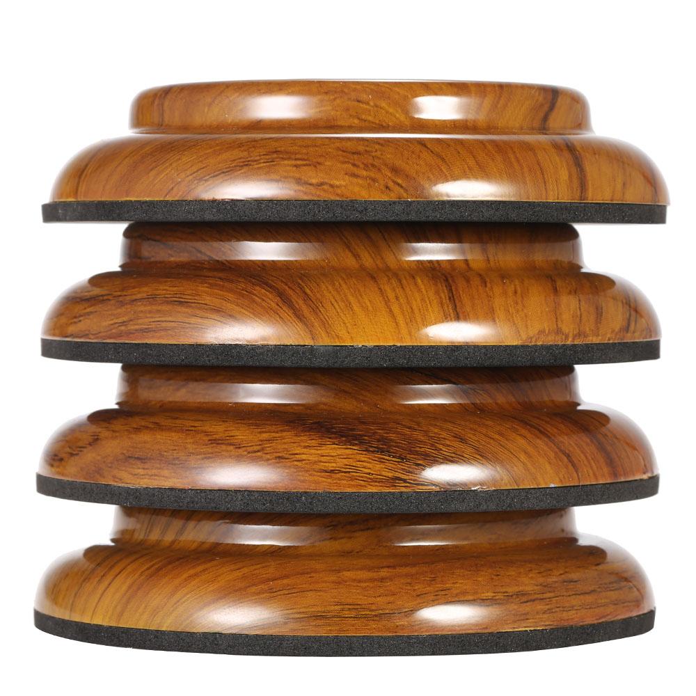 4 шт./компл. двойные круглые акриловые вертикальные чашки для фортепиано с узором из розового дерева и противоскользящим ковриком из ЭВА