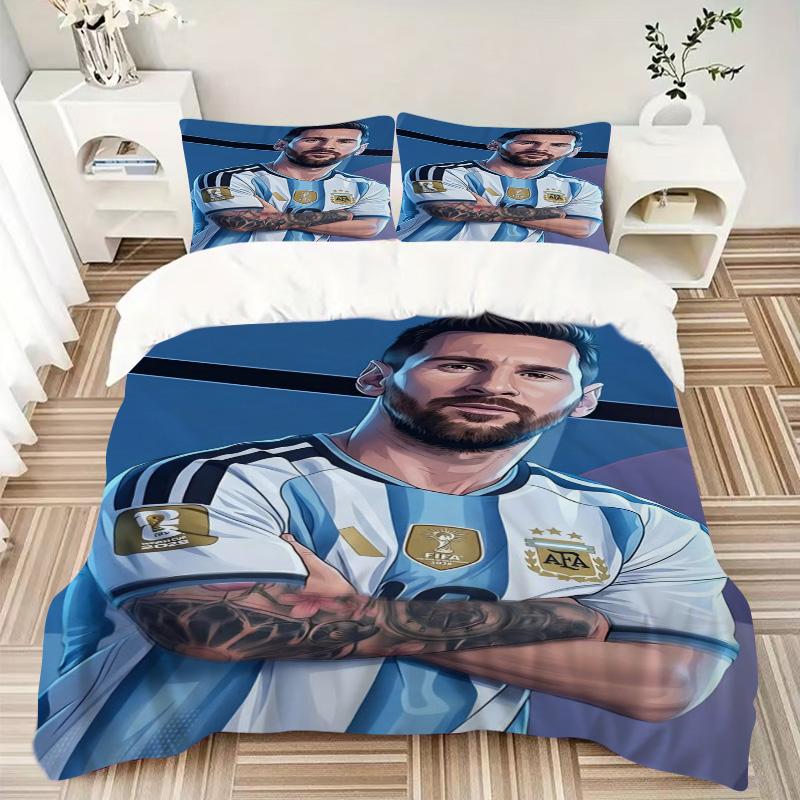 Argentina Football Star Print 3Pcs Bedding Setduvet Cover With 2 Bedropillowcase Home Birthday Gift