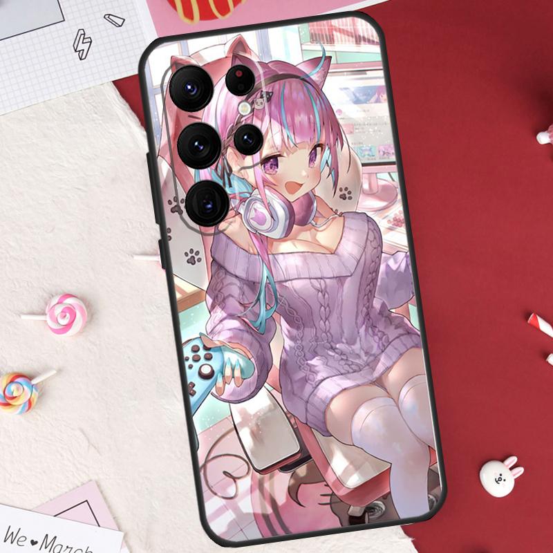 Чехол Hololive Minato Aqua для Samsung Galaxy S26 Ultra S23 S22 S21 S20 S24 S25 Ultra S10 Plus S25 FE Защитный корпус