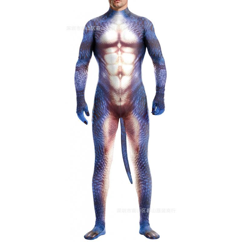 Косплей Карнавальный Костюм для Взрослых Боди Унисекс Комбинезон Сексуальный с Хвостом Хаски Животный Принт Полиэстер Костюмы