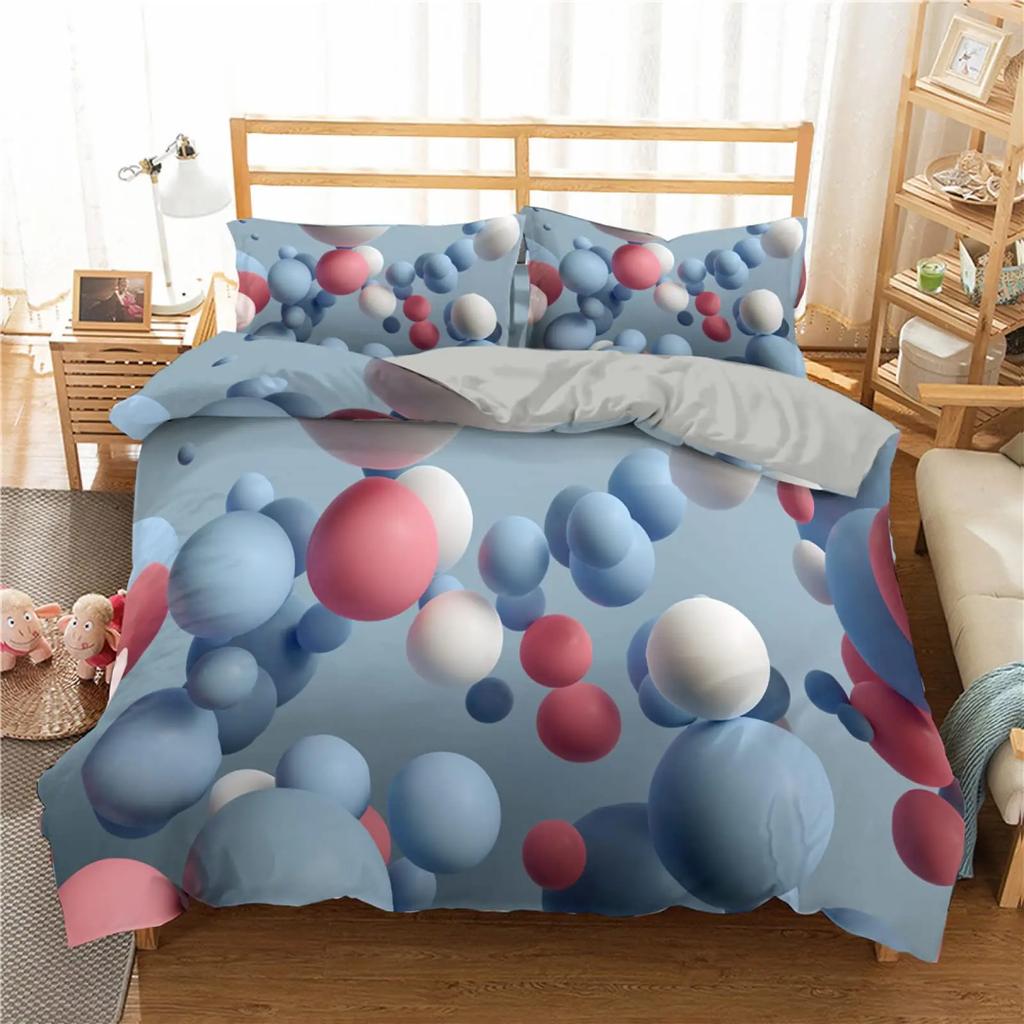 Watercolor Duvet Cover Hand Painted Style Floating Air Balloons Clouds Print Decorative Bedding Collection Blue Pink Coral Children