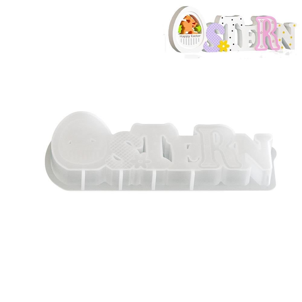 Non-Stick Easter Letter Ornament Flexible Bunny Egg Mold Rabbit Cement Mold  Holiday Ornament