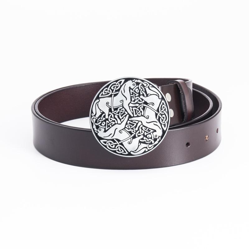 Пряжка для ремня Celtic Personality, устойчивая к царапинам, пряжка из сплава, цельный винтажный ремень из коровьей кожи для джинсов