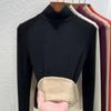 Autumn and Winter Women's Clothing Containing Wool and Silk Bottoming Shirt Women's Inner Heating Fleece Warm Turtleneck Top with Fleece and Thicker