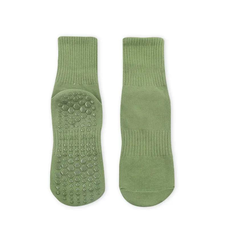 Candy Color Simple Cotton Mid-calf Yoga Socks Women Professional Non-slip Sports Socks Indoor Dance Fitness Pilates Socks