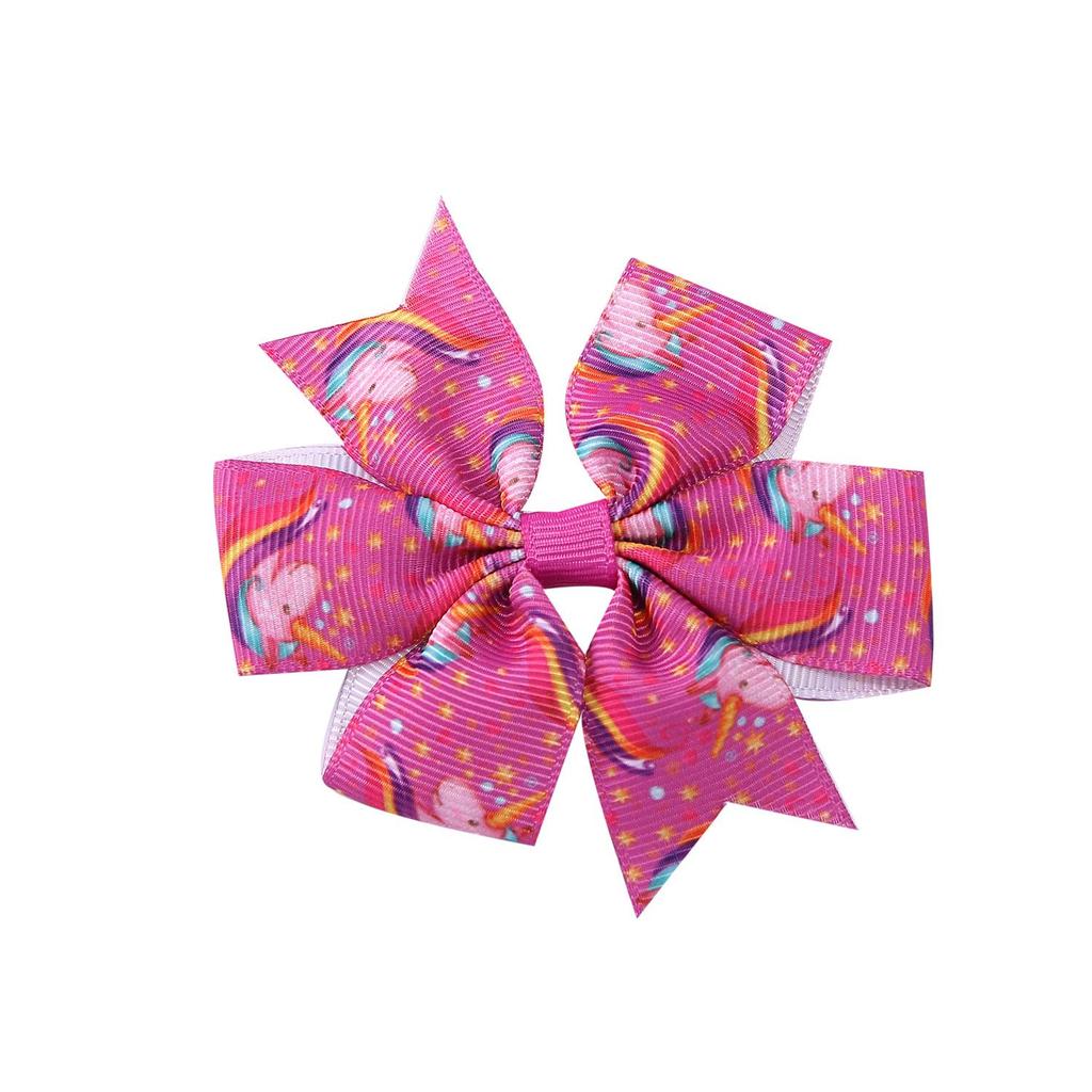 A313 Лента гросгрейн «Единорог» Заколка для волос с бантом «шесть ушей» для детей – Рождественская коллекция