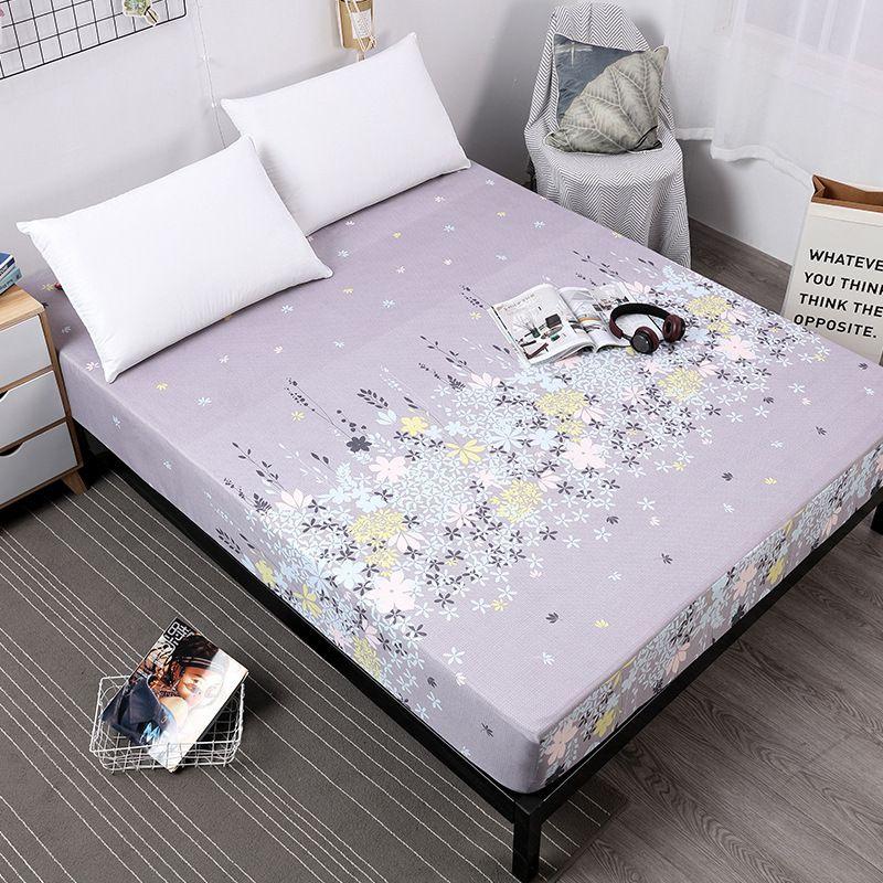 Elegant Floral Stripes Printed Mattress Protective Cover With Dustproof Fitted Sheet