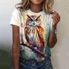 Summer Round Neck 3D Horse Cat Owl Pattern Printed Top Fashionable Casual Cute Short Sleeved Women's T-shirts