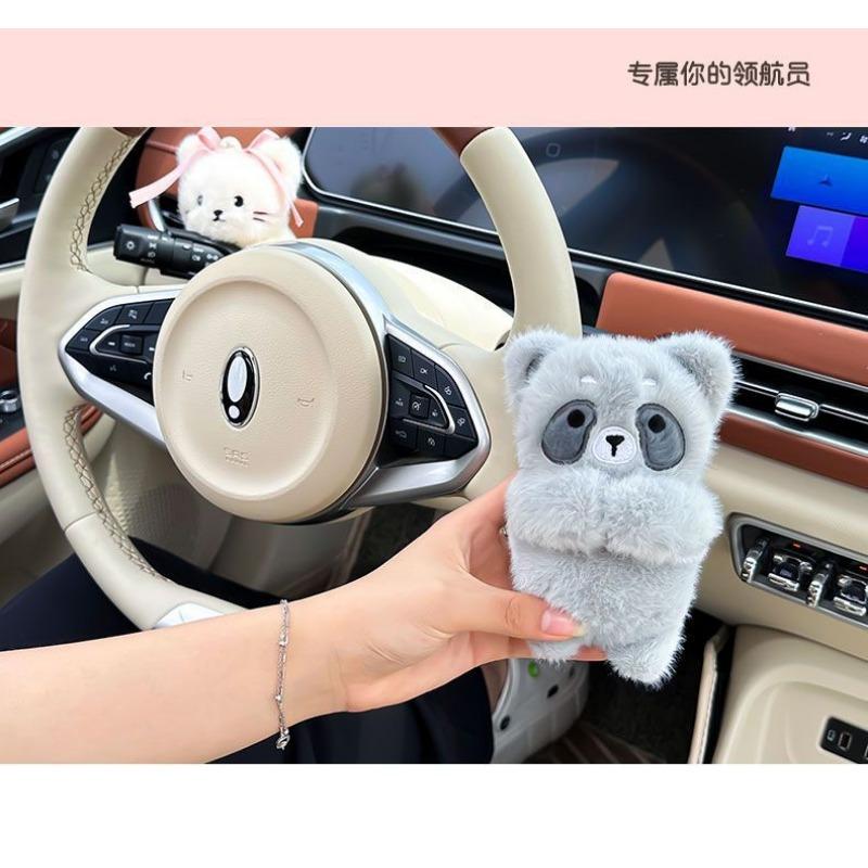 Car Gear Shift Decoration Cute Raccoon Doll Car Interior Ornament