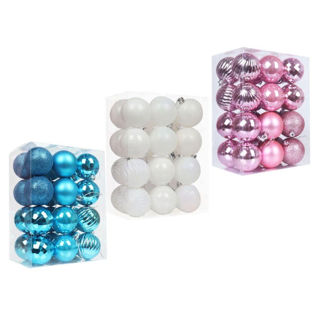 24 шт. Пластиковые подвесные рождественские шары, блестящие подвески на елку, новогодний подарок