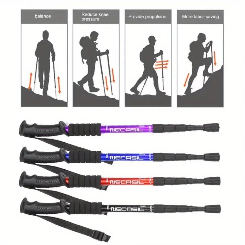 Trekking Poles Ultralight 4-Section Adjustable, Non-Slip Grip Hiking Sticks for Men Women, Anti-Rust Aluminum Alloy