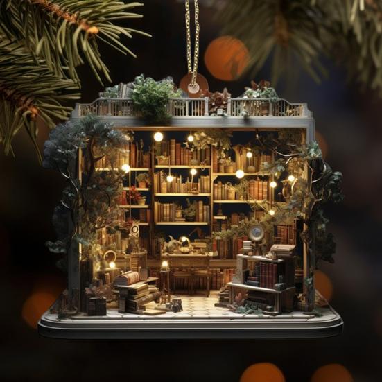 Рождественский книжный магазин Yousheng, украшение из акрила, сложенная книга, подвесное украшение, рождественская елка, книжный подарок для любителя книг, праздничный декор для дома в виде елки